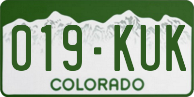 CO license plate 019KUK