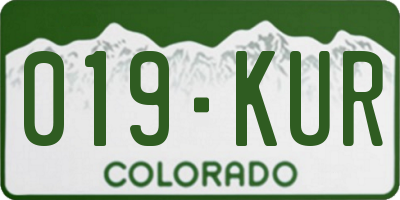 CO license plate 019KUR