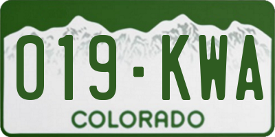 CO license plate 019KWA
