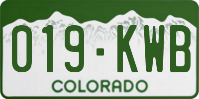 CO license plate 019KWB