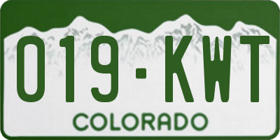 CO license plate 019KWT