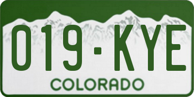CO license plate 019KYE