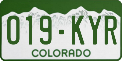 CO license plate 019KYR