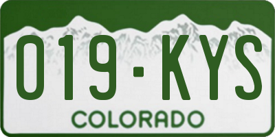 CO license plate 019KYS