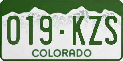 CO license plate 019KZS