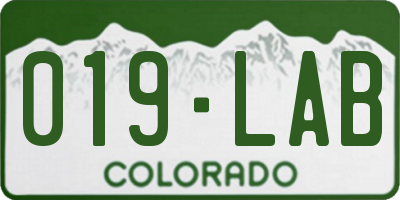 CO license plate 019LAB