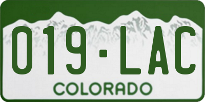 CO license plate 019LAC