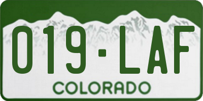 CO license plate 019LAF