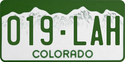 CO license plate 019LAH