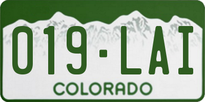 CO license plate 019LAI