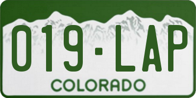 CO license plate 019LAP