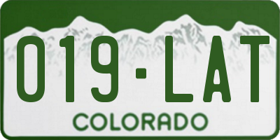 CO license plate 019LAT