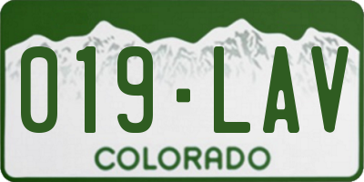CO license plate 019LAV