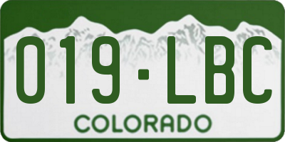 CO license plate 019LBC