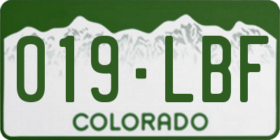 CO license plate 019LBF