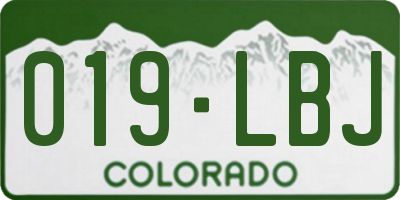 CO license plate 019LBJ