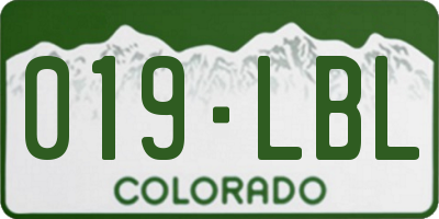 CO license plate 019LBL