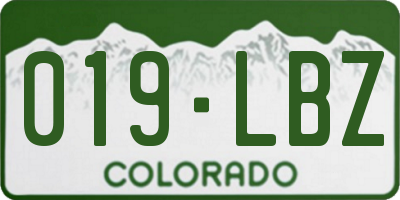 CO license plate 019LBZ