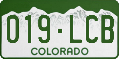 CO license plate 019LCB