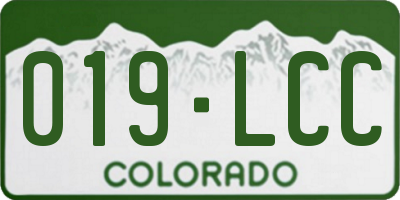 CO license plate 019LCC