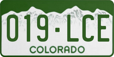 CO license plate 019LCE