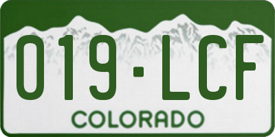 CO license plate 019LCF