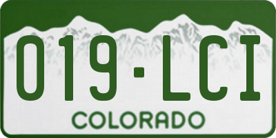 CO license plate 019LCI