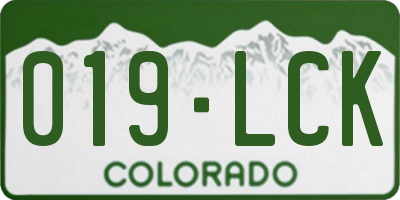 CO license plate 019LCK