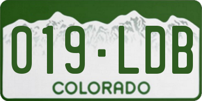 CO license plate 019LDB