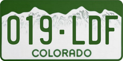CO license plate 019LDF