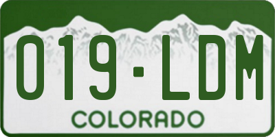 CO license plate 019LDM