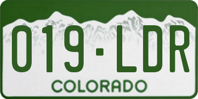 CO license plate 019LDR