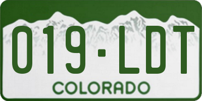CO license plate 019LDT
