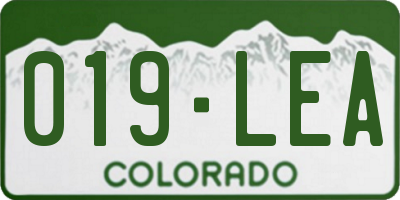 CO license plate 019LEA