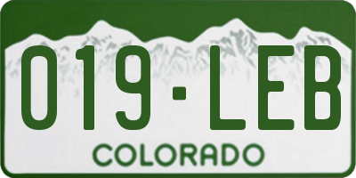 CO license plate 019LEB