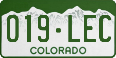 CO license plate 019LEC