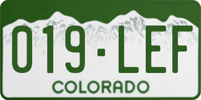 CO license plate 019LEF