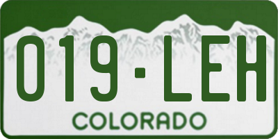 CO license plate 019LEH