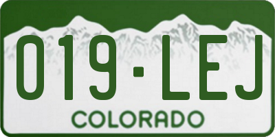 CO license plate 019LEJ