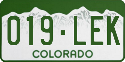 CO license plate 019LEK