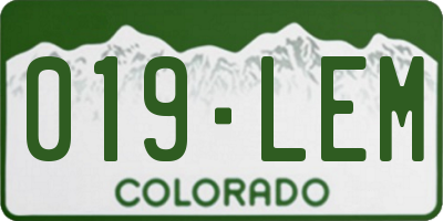 CO license plate 019LEM