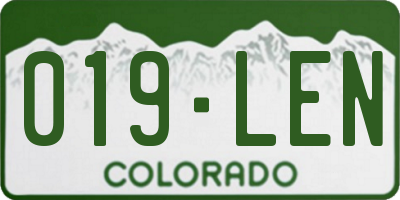 CO license plate 019LEN