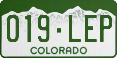 CO license plate 019LEP