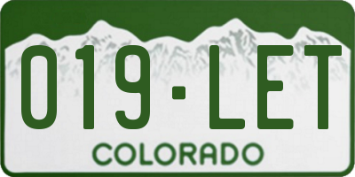 CO license plate 019LET
