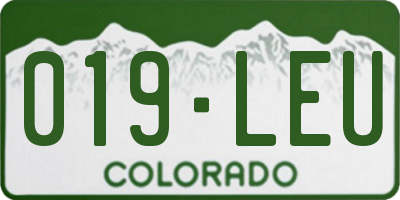 CO license plate 019LEU