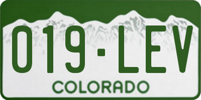 CO license plate 019LEV