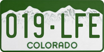 CO license plate 019LFE