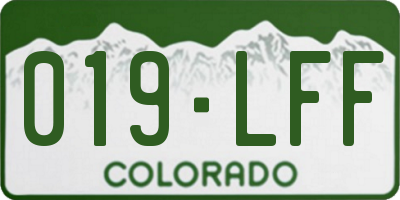 CO license plate 019LFF