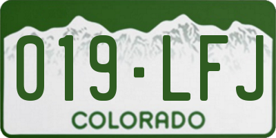 CO license plate 019LFJ