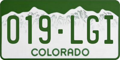 CO license plate 019LGI